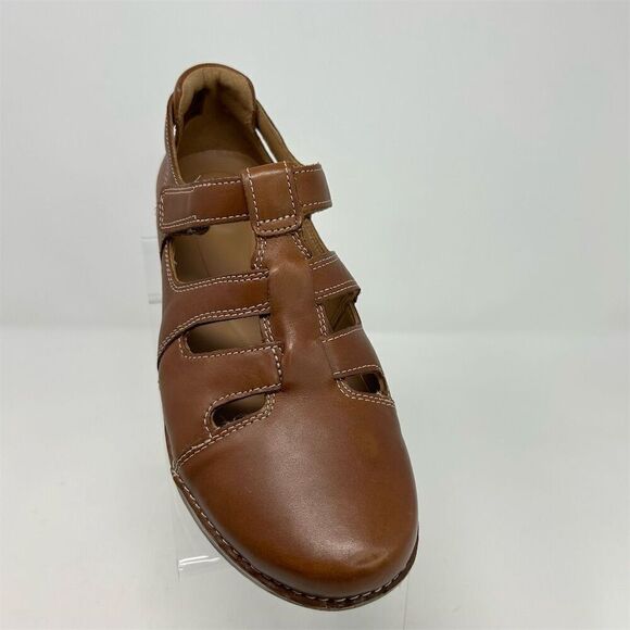 Clarks Unstructured Brown Leather Strappy Closed Toe Sandals Size 8.5 W Casual - Picture 2 of 12